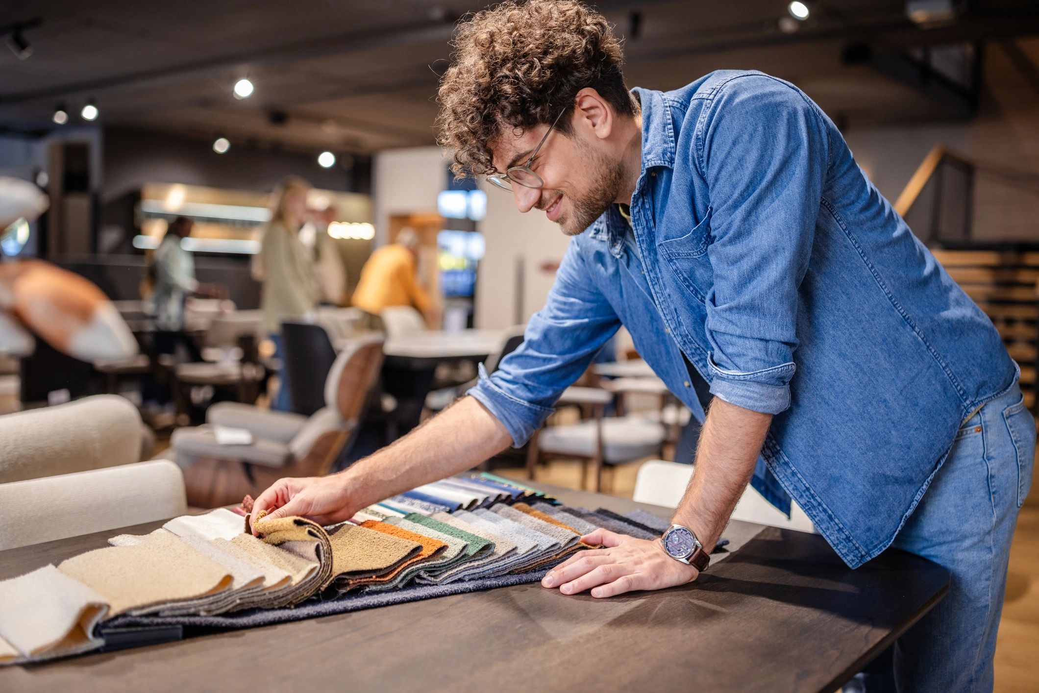 elegant fabric textile store interior