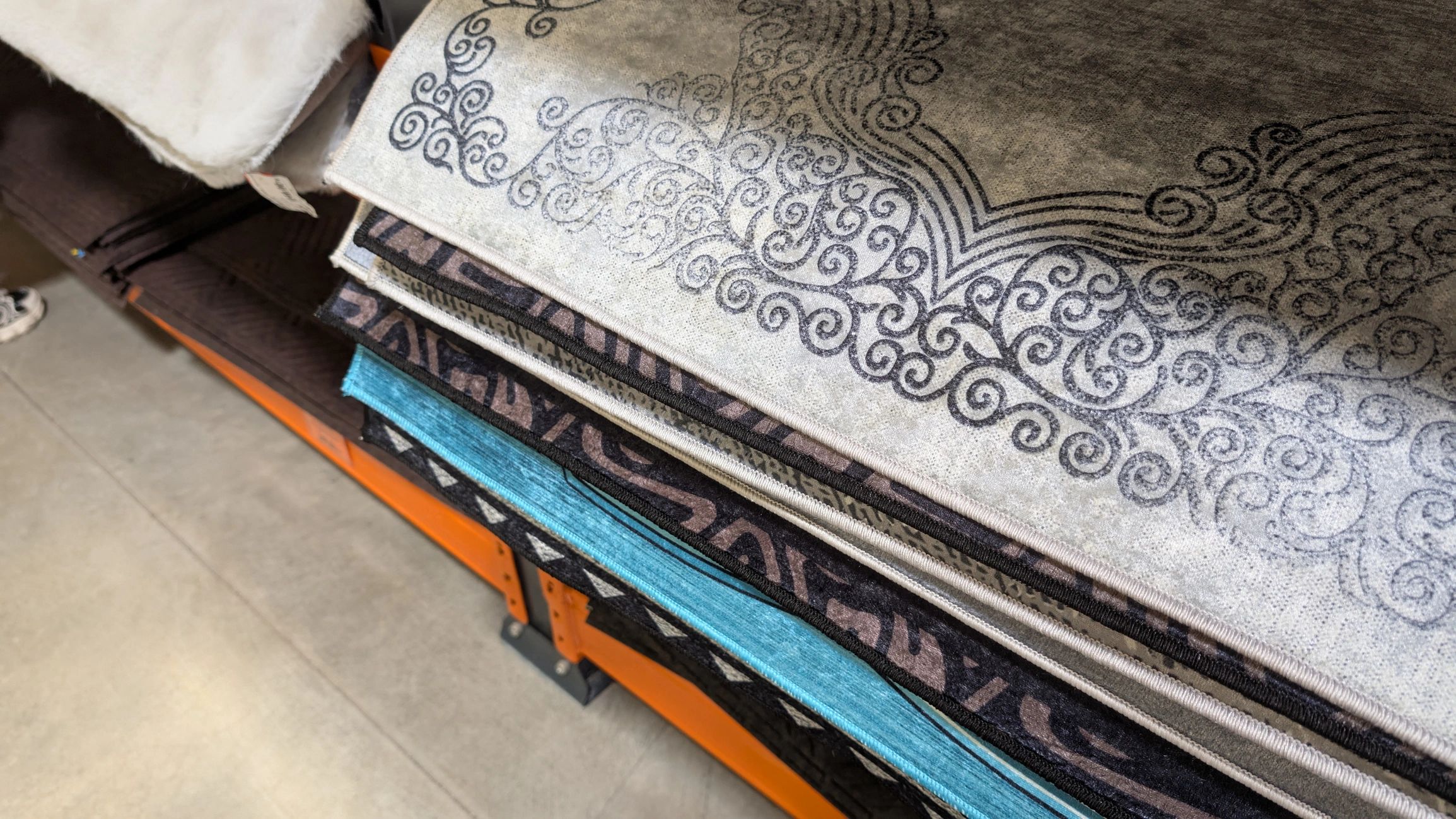 elegant fabric rolls textile showroom